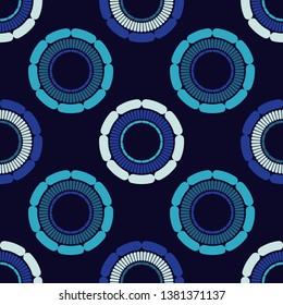 Polka dots seamless pattern. Ethnic print. Boho. Shading. Multicolored. Simple design. Vector geometric background. Can be used in printing, textile, wrapping, web-design.