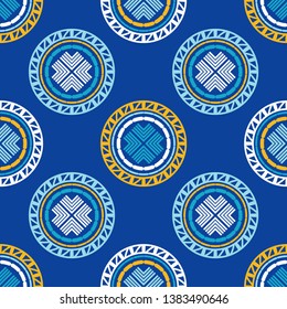 Polka dots seamless pattern. Ethnic print. Boho. Shading. Multicolored. Simple design. Vector geometric background. Can be used in printing, textile, wrapping, web-design.