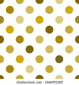 Polka dots seamless pattern with gold yellow colors vector white background