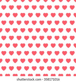 Polka dots seamless pattern with hearts. Valentines day background. Vector illustration