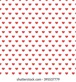 Polka dots seamless pattern with hearts. Valentines day background. Vector illustration
