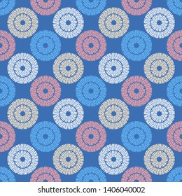 Polka dots seamless pattern. Mosaic of ethnic figures. Patterned texture. Geometric background. Can be used for wallpaper, textile, invitation card, wrapping, web page background.