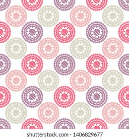 Polka dots seamless pattern. Mosaic of ethnic figures. Patterned texture. Geometric background. Can be used for wallpaper, textile, invitation card, wrapping, web page background.