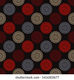 Polka dots seamless pattern. Mosaic of ethnic figures. Patterned texture. Geometric background. Can be used for wallpaper, textile, invitation card, wrapping, web page background.