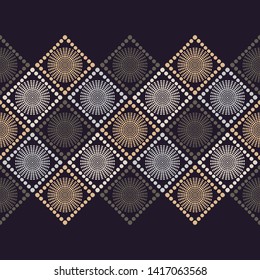 Polka dots seamless pattern. Mosaic of ethnic figures. Patterned texture. Geometric background. Can be used for wallpaper, textile, invitation card, wrapping, web page background.