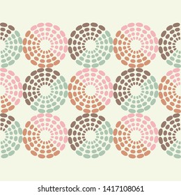 Polka dots seamless pattern. Mosaic of ethnic figures. Patterned texture. Geometric background. Can be used for wallpaper, textile, invitation card, wrapping, web page background.