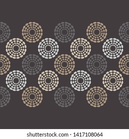 Polka dots seamless pattern. Mosaic of ethnic figures. Patterned texture. Geometric background. Can be used for wallpaper, textile, invitation card, wrapping, web page background.