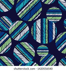 Polka dots seamless pattern. Mosaic of ethnic figures. Patterned texture. Geometric background. Can be used for wallpaper, textile, invitation card, wrapping, web page background.
