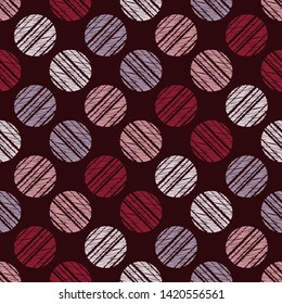 Polka dots seamless pattern. Mosaic of ethnic figures. Patterned texture. Geometric background. Can be used for wallpaper, textile, invitation card, wrapping, web page background.