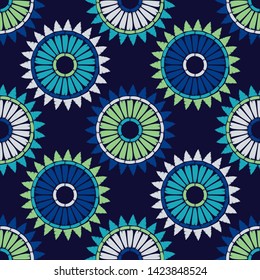 Polka dots seamless pattern. Mosaic of ethnic figures. Patterned texture. Geometric background. Can be used for wallpaper, textile, invitation card, wrapping, web page background.