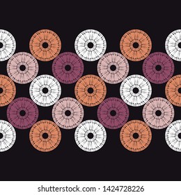 Polka dots seamless pattern. Mosaic of ethnic figures. Patterned texture. Geometric background. Can be used for wallpaper, textile, invitation card, wrapping, web page background.