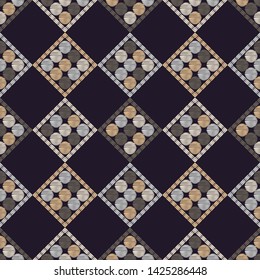 Polka dots seamless pattern. Mosaic of ethnic figures. Patterned texture. Geometric background. Can be used for wallpaper, textile, invitation card, wrapping, web page background.