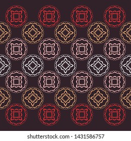 Polka dots seamless pattern. Mosaic of ethnic figures. Patterned texture. Geometric background. Can be used for wallpaper, textile, invitation card, wrapping, web page background.