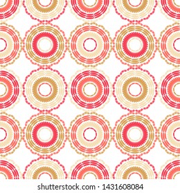 Polka dots seamless pattern. Mosaic of ethnic figures. Patterned texture. Geometric background. Can be used for wallpaper, textile, invitation card, wrapping, web page background.