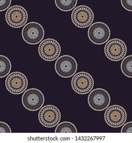 Polka dots seamless pattern. Mosaic of ethnic figures. Patterned texture. Geometric background. Can be used for wallpaper, textile, invitation card, wrapping, web page background.