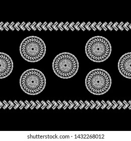 Polka dots seamless pattern. Mosaic of ethnic figures. Patterned texture. Geometric background. Can be used for wallpaper, textile, invitation card, wrapping, web page background.