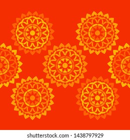 Polka dots seamless pattern. Mosaic of ethnic figures. Patterned texture. Geometric background. Can be used for wallpaper, textile, invitation card, wrapping, web page background.