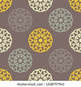 Polka dots seamless pattern. Mosaic of ethnic figures. Patterned texture. Geometric background. Can be used for wallpaper, textile, invitation card, wrapping, web page background.