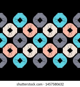 Polka dots seamless pattern. Mosaic of ethnic figures. Patterned texture. Geometric background. Can be used for wallpaper, textile, invitation card, wrapping, web page background.