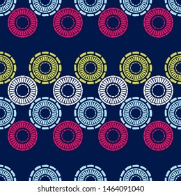 Polka dots seamless pattern. Mosaic of ethnic figures. Patterned texture. Geometric background. Can be used for wallpaper, textile, invitation card, wrapping, web page background.