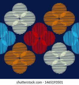 Polka dots seamless pattern. Mosaic of ethnic figures. Patterned texture. Geometric background. Can be used for wallpaper, textile, invitation card, wrapping, web page background.