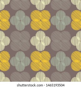 Polka dots seamless pattern. Mosaic of ethnic figures. Patterned texture. Geometric background. Can be used for wallpaper, textile, invitation card, wrapping, web page background.