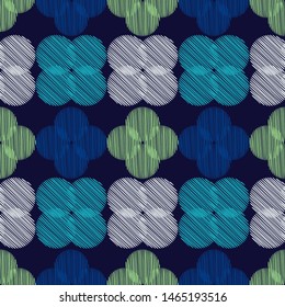 Polka dots seamless pattern. Mosaic of ethnic figures. Patterned texture. Geometric background. Can be used for wallpaper, textile, invitation card, wrapping, web page background.