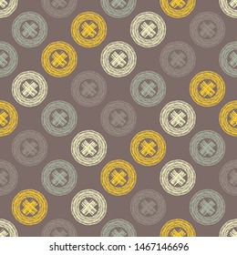 Polka dots seamless pattern. Mosaic of ethnic figures. Patterned texture. Geometric background. Can be used for wallpaper, textile, invitation card, wrapping, web page background.