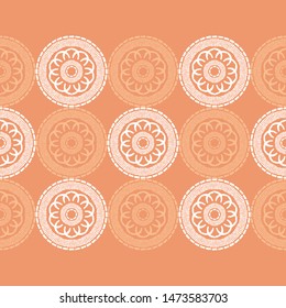 Polka dots seamless pattern. Mosaic of ethnic figures. Patterned texture. Geometric background. Can be used for wallpaper, textile, invitation card, wrapping, web page background.