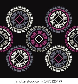 Polka dots seamless pattern. Mosaic of ethnic figures. Patterned texture. Geometric background. Can be used for wallpaper, textile, invitation card, wrapping, web page background.
