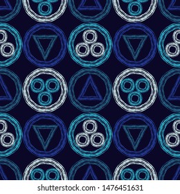 Polka dots seamless pattern. Mosaic of ethnic figures. Patterned texture. Geometric background. Can be used for wallpaper, textile, invitation card, wrapping, web page background.