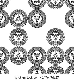 Polka dots seamless pattern. Mosaic of ethnic figures. Patterned texture. Geometric background. Can be used for wallpaper, textile, invitation card, wrapping, web page background.