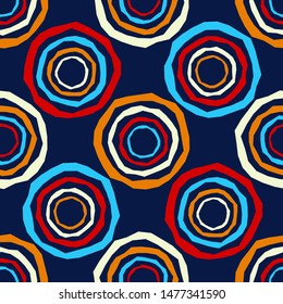 Polka dots seamless pattern. Mosaic of ethnic figures. Patterned texture. Geometric background. Can be used for wallpaper, textile, invitation card, wrapping, web page background.