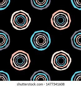 Polka dots seamless pattern. Mosaic of ethnic figures. Patterned texture. Geometric background. Can be used for wallpaper, textile, invitation card, wrapping, web page background.
