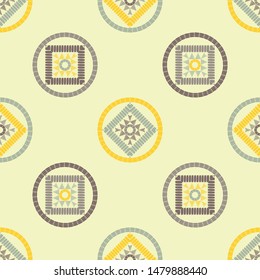 Polka dots seamless pattern. Mosaic of ethnic figures. Patterned texture. Geometric background. Can be used for wallpaper, textile, invitation card, wrapping, web page background.
