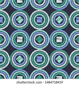 Polka dots seamless pattern. Mosaic of ethnic figures. Patterned texture. Geometric background. Can be used for wallpaper, textile, invitation card, wrapping, web page background.