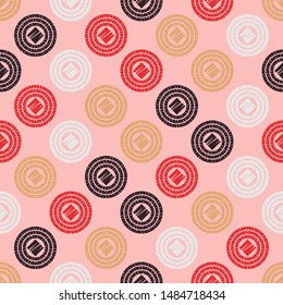 Polka dots seamless pattern. Mosaic of ethnic figures. Patterned texture. Geometric background. Can be used for wallpaper, textile, invitation card, wrapping, web page background.