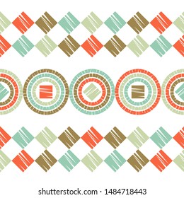 Polka dots seamless pattern. Mosaic of ethnic figures. Patterned texture. Geometric background. Can be used for wallpaper, textile, invitation card, wrapping, web page background.