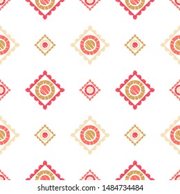 Polka dots seamless pattern. Mosaic of ethnic figures. Patterned texture. Geometric background. Can be used for wallpaper, textile, invitation card, wrapping, web page background.