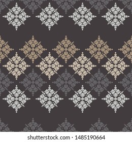Polka dots seamless pattern. Mosaic of ethnic figures. Patterned texture. Geometric background.