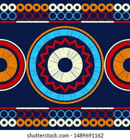 Polka dots seamless pattern. Mosaic of ethnic figures. Patterned texture. Geometric background. Can be used for wallpaper, textile, invitation card, wrapping, web page background.