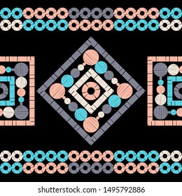 Polka dots seamless pattern. Mosaic of ethnic figures. Patterned texture. Geometric background. Can be used for wallpaper, textile, invitation card, wrapping, web page background.