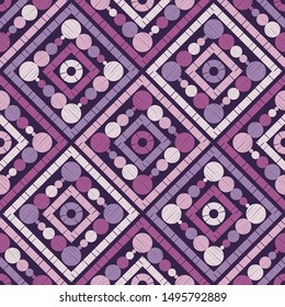 Polka dots seamless pattern. Mosaic of ethnic figures. Patterned texture. Geometric background. Can be used for wallpaper, textile, invitation card, wrapping, web page background.