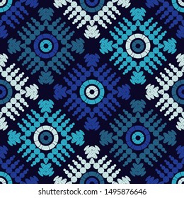 Polka dots seamless pattern. Mosaic of ethnic figures. Patterned texture. Geometric background. Can be used for wallpaper, textile, invitation card, wrapping, web page background.