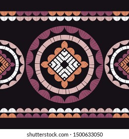 Polka dots seamless pattern. Mosaic of ethnic figures. Patterned texture. Geometric background. Can be used for wallpaper, textile, invitation card, wrapping, web page background.