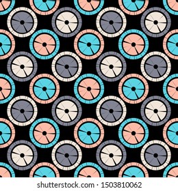 Polka dots seamless pattern. Mosaic of ethnic figures. Patterned texture. Geometric background. Can be used for wallpaper, textile, invitation card, wrapping, web page background.