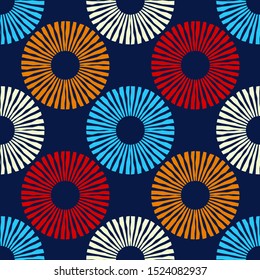 Polka dots seamless pattern. Mosaic of ethnic figures. Patterned texture. Geometric background. Vector illustration for web design or print.