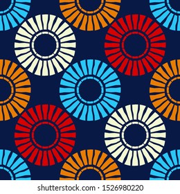 Polka dots seamless pattern. Mosaic of ethnic figures. Geometric background. Vector illustration for web design or print.
