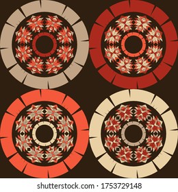 Polka dots seamless pattern. Mosaic of ethnic figures. Patterned texture. Geometric background. Vector illustration for web design or print.