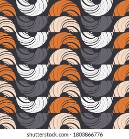 El polka tiene un patrón impecable. Mosaico de figuras étnicas. Textura con patrones. Fondo geométrico. Ilustración vectorial para diseño web o impresión.